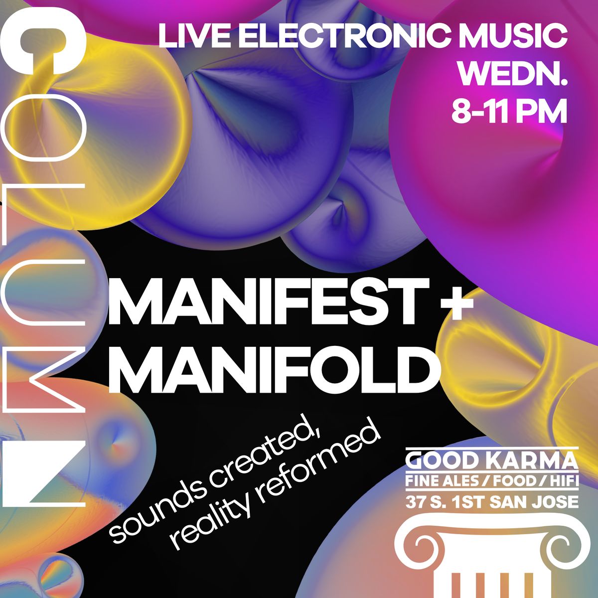 Manifest & Manifold, 8-11pm. poster