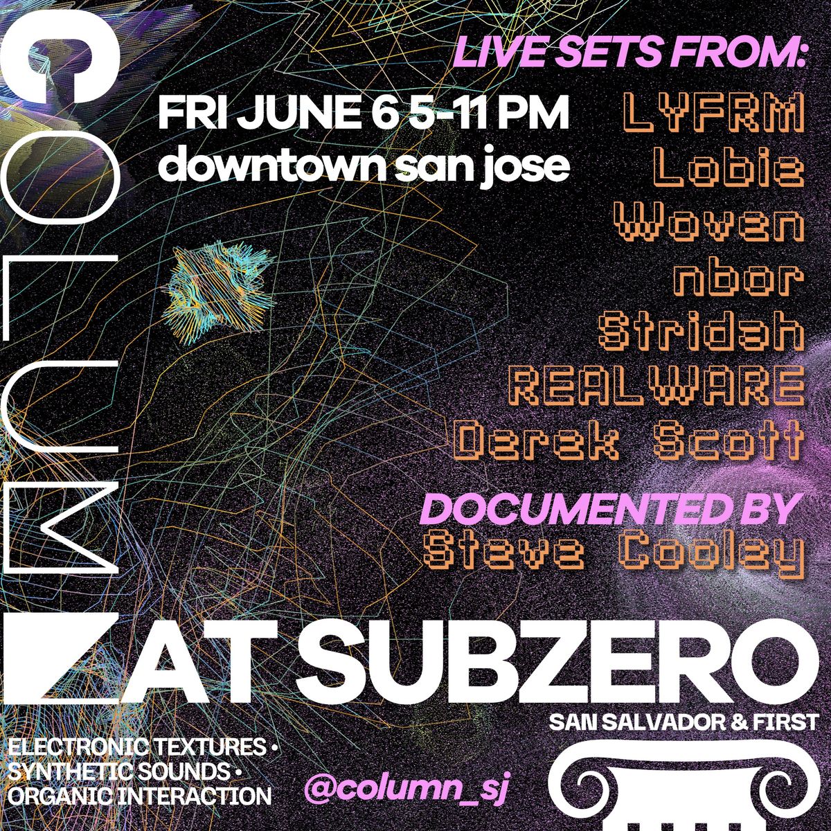 Column at Subzero, 5-11pm. poster